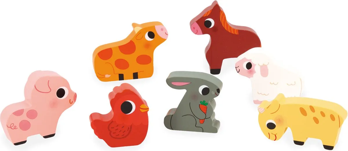 Janod Chunky Puzzel Op De Boerderij 7-delig - 1,5cm dik