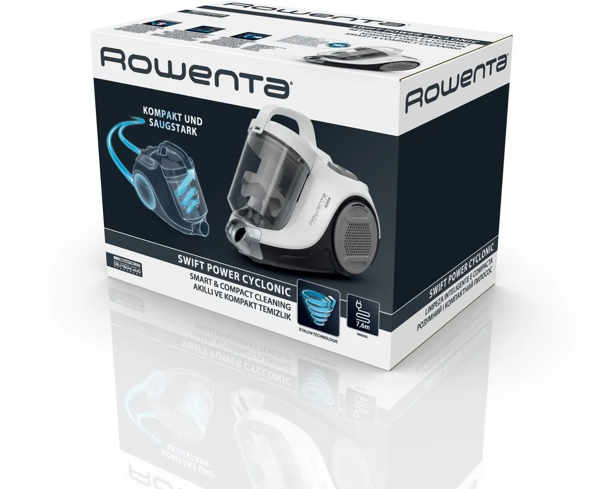 Rowenta Swift Power RO2957EA Cilinderstofzuiger 750W - 1,2L - Wit/Grijs