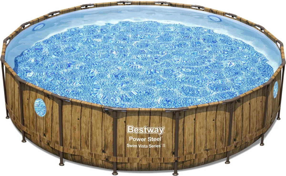 Bestway Power Steel Swim Vista 56977 Opzetzwembad - 549x122cm - Houtprint