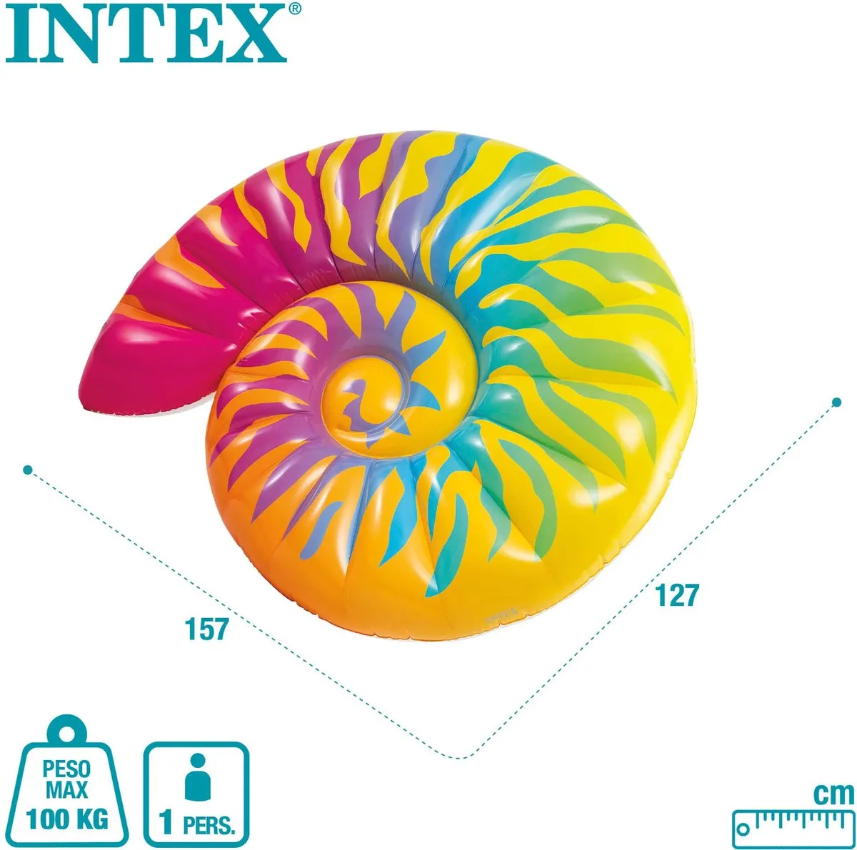 Intex Luchtbed Seashell 157x127x25cm - Multicolor