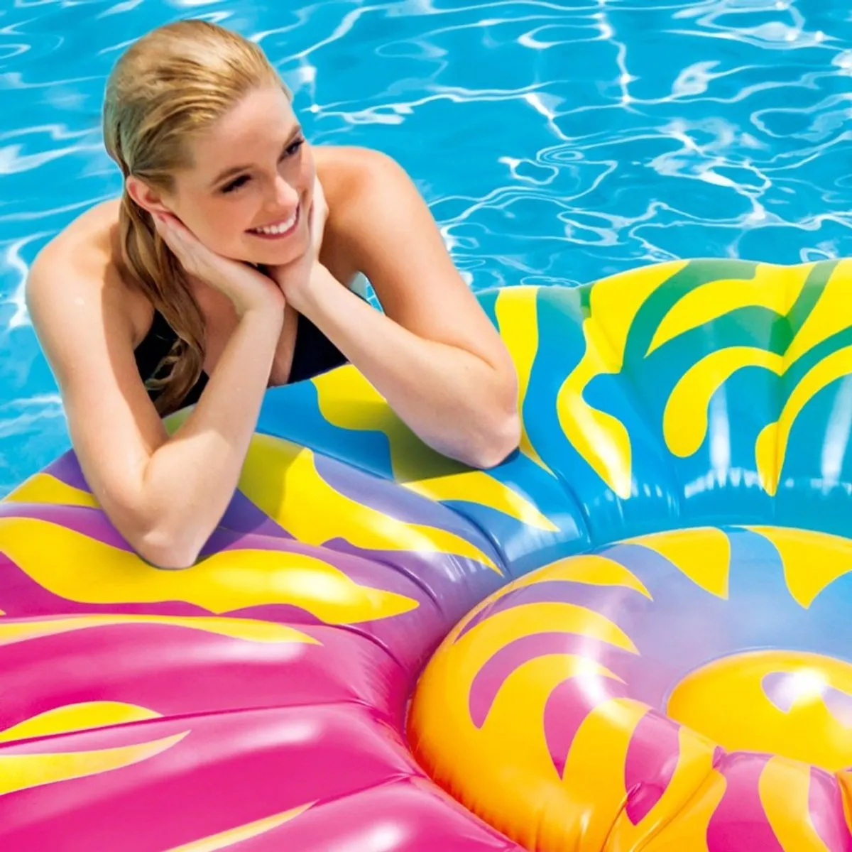 Intex Luchtbed Seashell 157x127x25cm - Multicolor