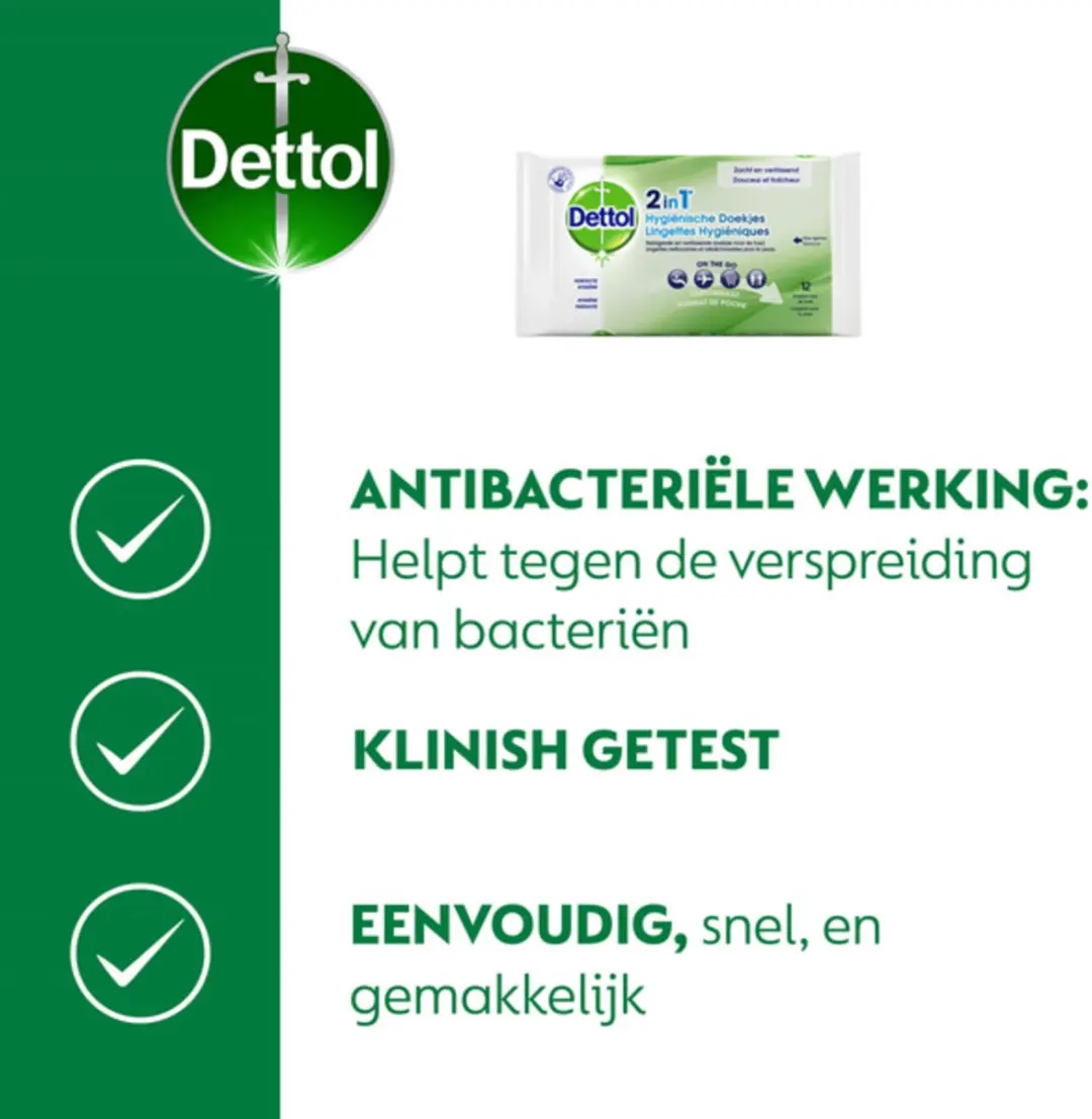 Dettol Reinigingsdoekjes 10 Stuks - 2-in-1 Desinfectie