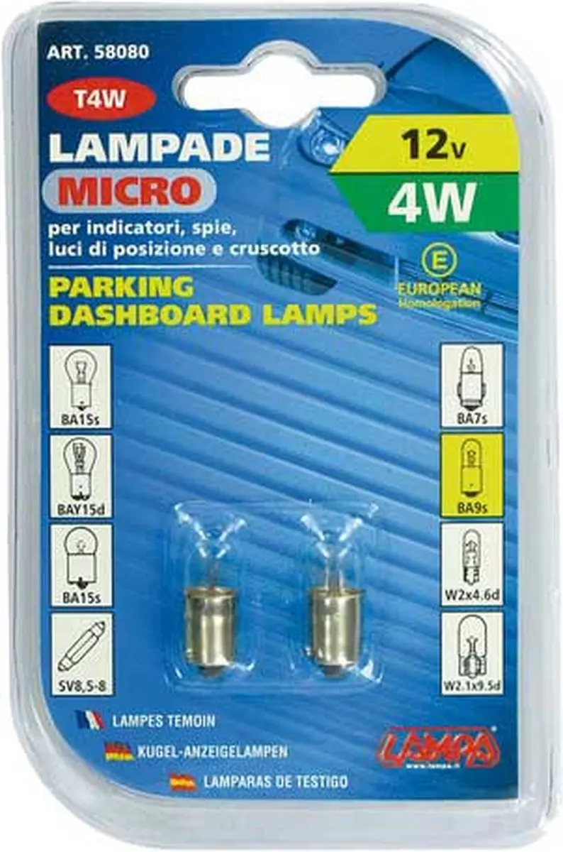 Lampa 12V Microlamp 4W BA9s - 2 Stuks