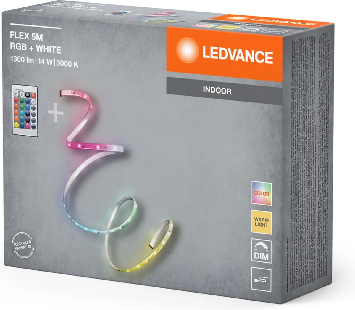 LEDVANCE FLEX 5M RGB LED-Strip RC - 14W 900lm - Wit
