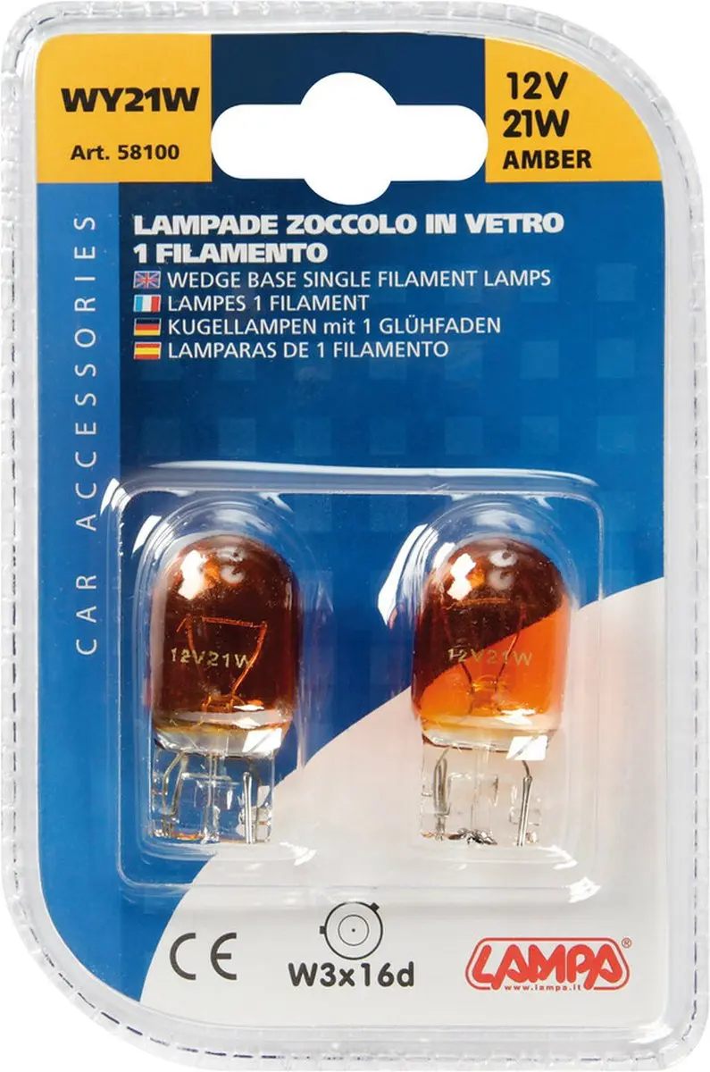 Lampa Wedge Base Lamp 12V 21W - 2 Stuks - Amber