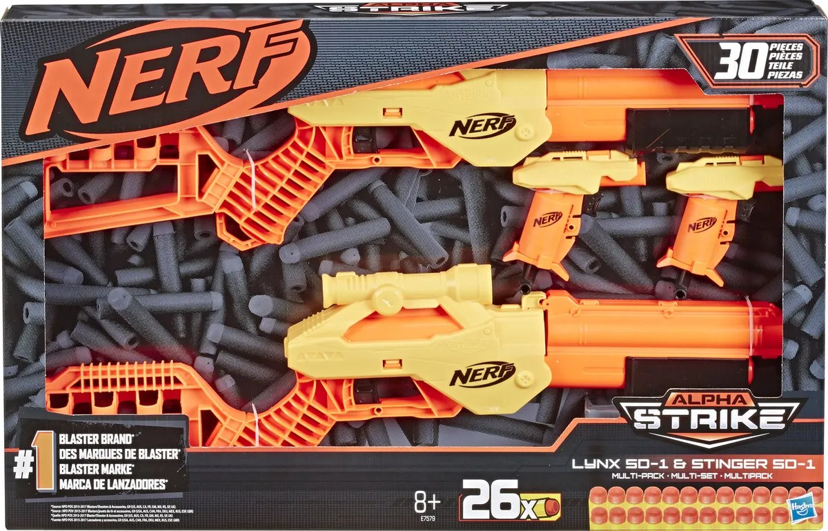 Nerf Alpha Strike Lynx & Stinger Multipack - 4 Pistolen + 26 Pijlen