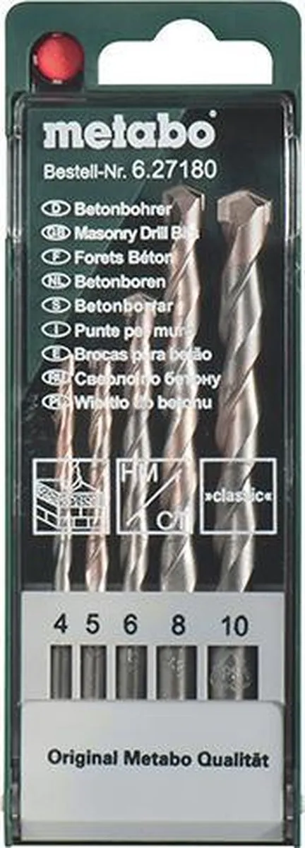 Metabo 627180000 Betonborenset 5-delig - 4/5/6/8/10mm