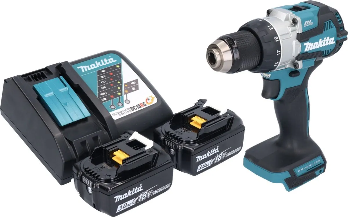 Makita DHP 489 RF Accu-klopboormachine 18V - 2x 3,0Ah - afbeelding 2 van 5