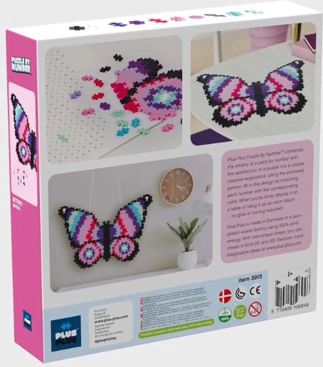 Plus-Plus Puzzle by Number Vlinder 800 Stuks - 3915 - afbeelding 6 van 6