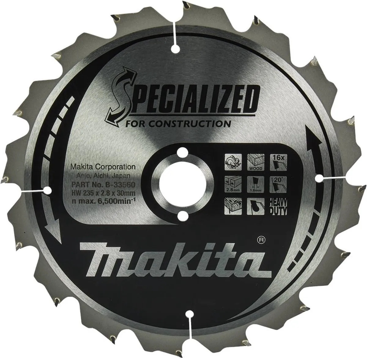 Makita Zaagblad Bouw 235x30x3 16T 20G - Hout