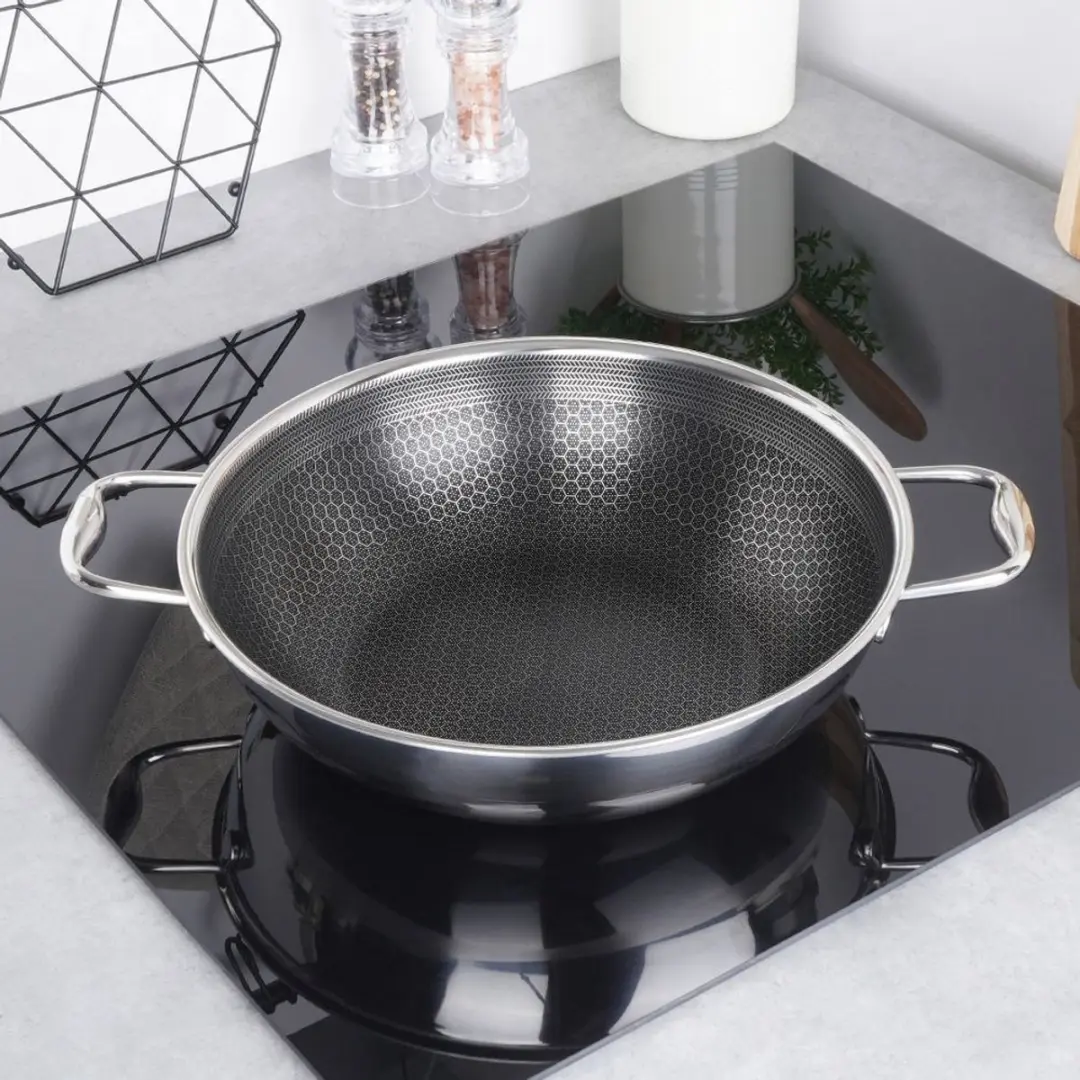 Orion Cookcell Hybryd Wokpan 28cm - Roestvrijstaal - Grijs/Zilver