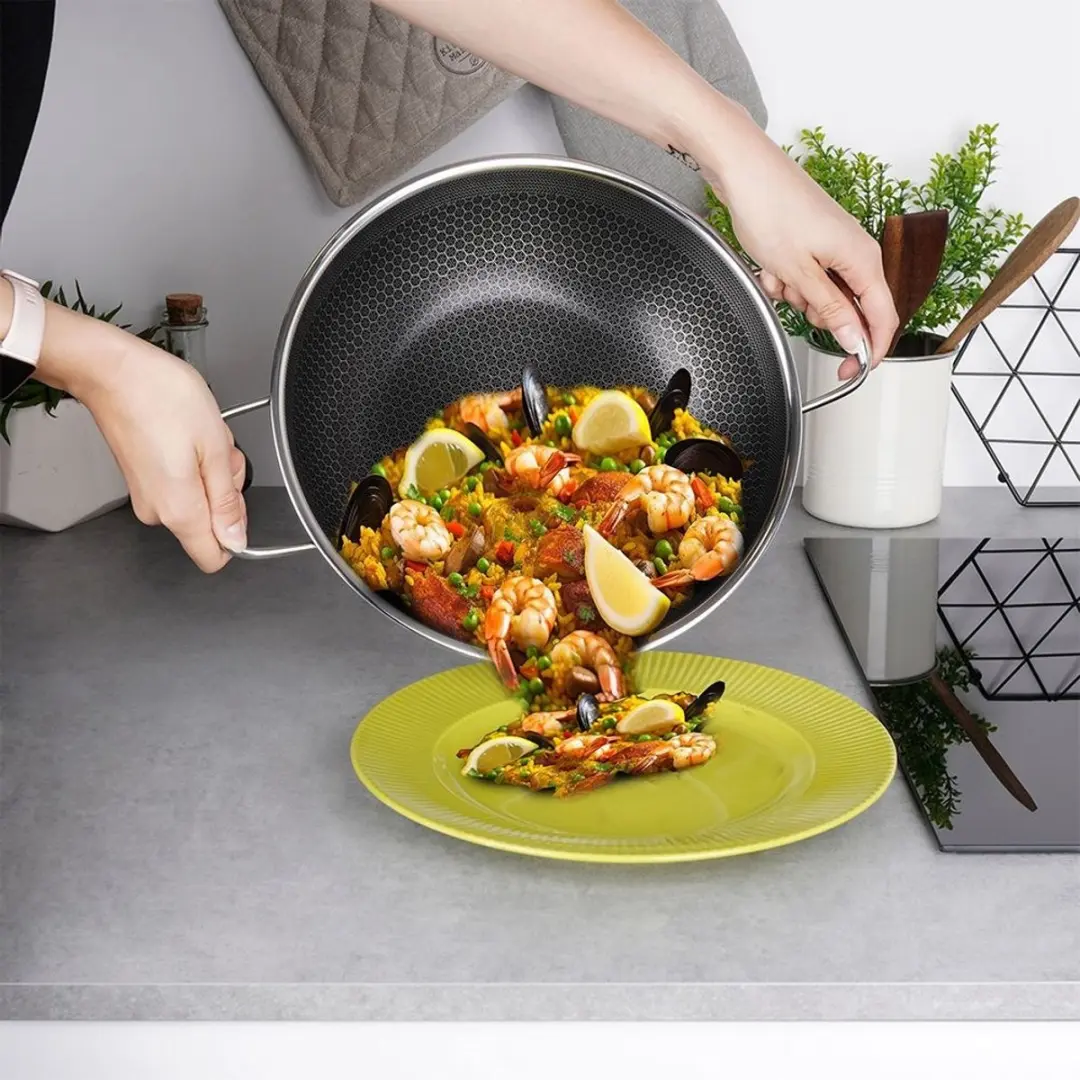 Orion Cookcell Hybryd Wokpan 28cm - Roestvrijstaal - Grijs/Zilver - afbeelding 6 van 6