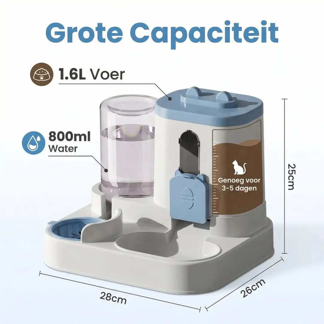 ECTEATOY Voerbak Kat 2-in-1 3L - Blauw
