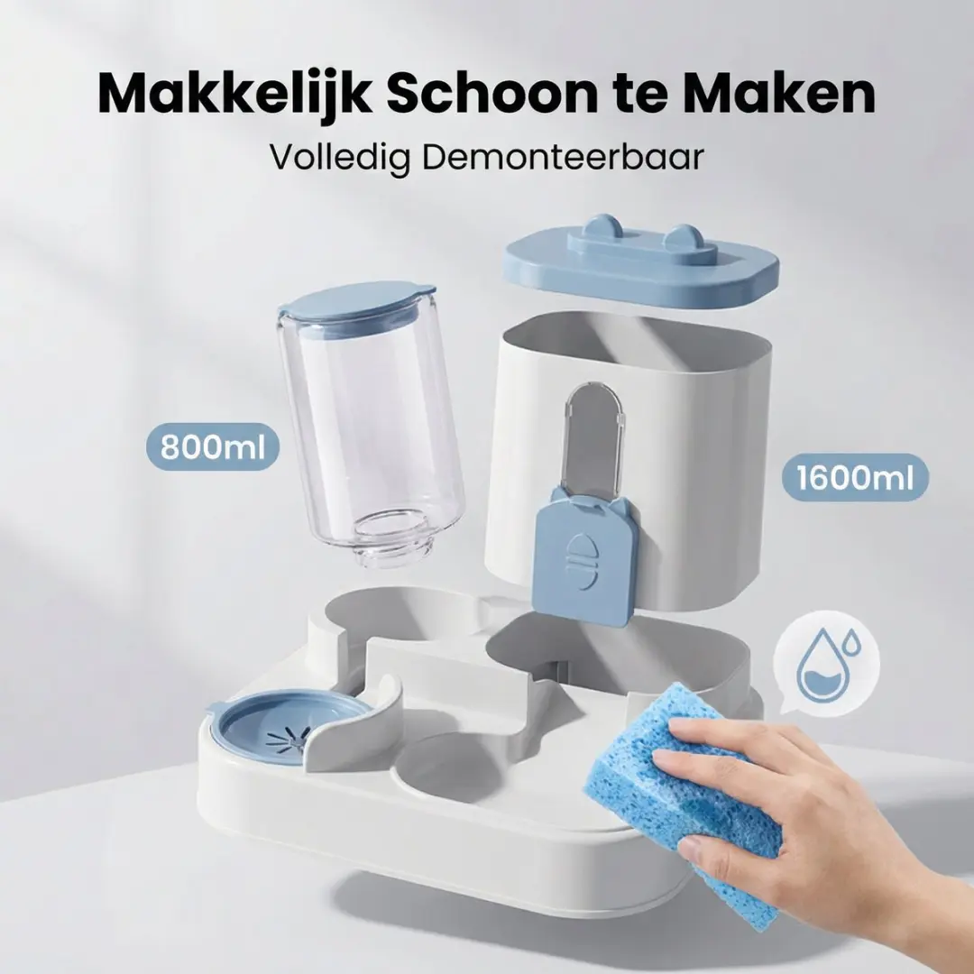 ECTEATOY Voerbak Kat 2-in-1 3L - Blauw