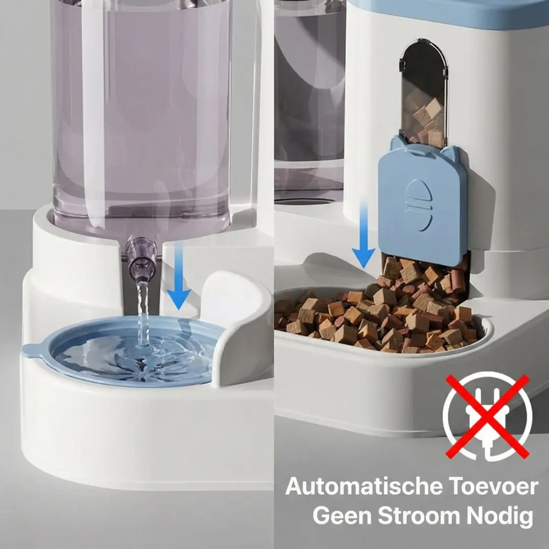ECTEATOY Voerbak Kat 2-in-1 3L - Blauw - afbeelding 6 van 6