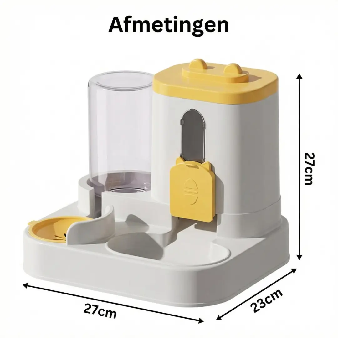 ECTEATOY 2-in-1 Automatische Voerbak & Drinkbak Kat/Hond 3L - Geel
