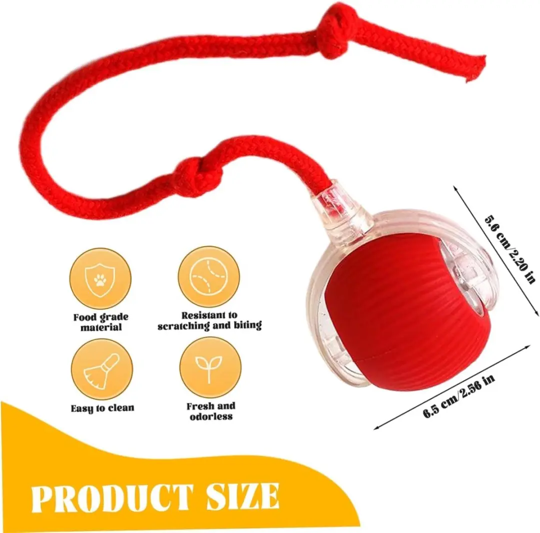 ECTEATOY Interactieve Rollende Hondenbal 7cm - Rood