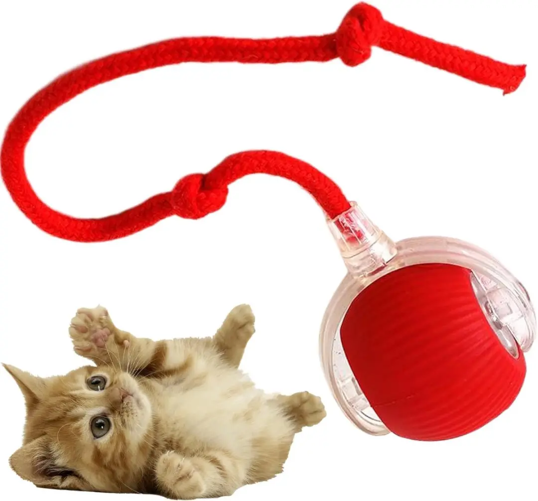 ECTEATOY Interactieve Rollende Hondenbal 7cm - Rood