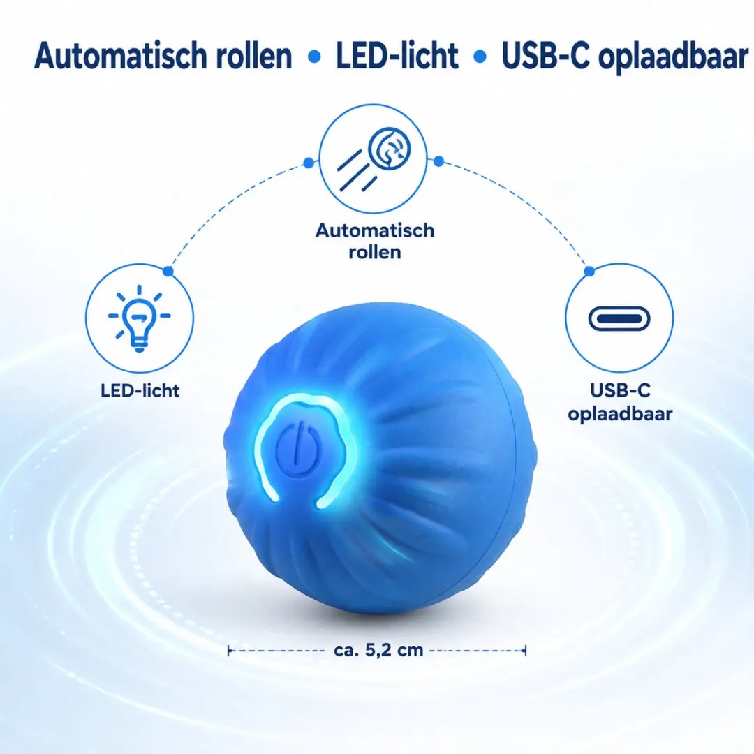 ECTEATOY Interactieve LED Rollende Bal - Blauw - afbeelding 3 van 6