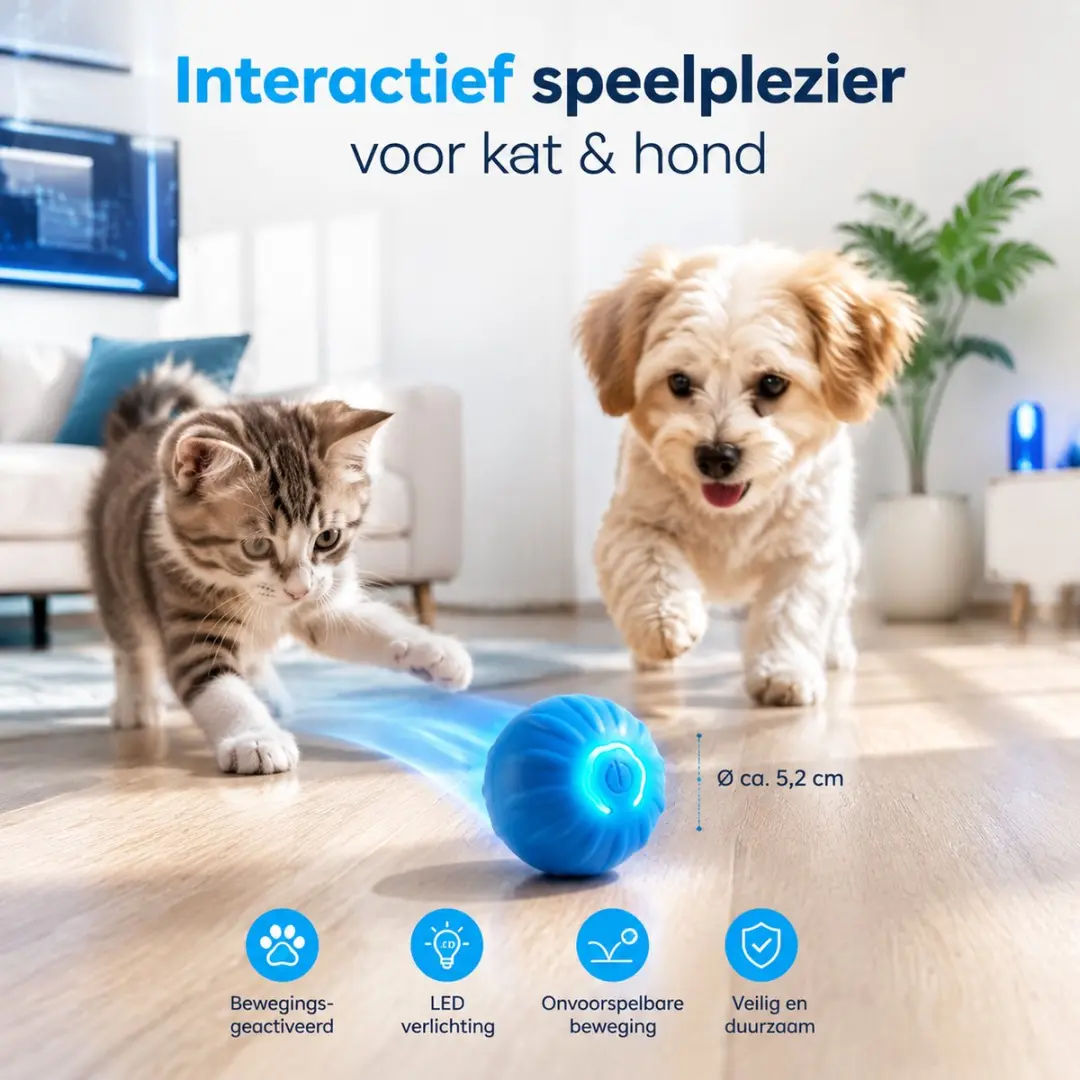 ECTEATOY Interactieve LED Rollende Bal - Blauw - afbeelding 4 van 6