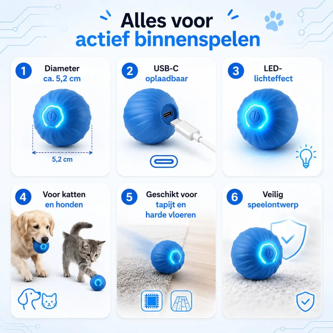 ECTEATOY Interactieve LED Rollende Bal - Blauw - afbeelding 6 van 6