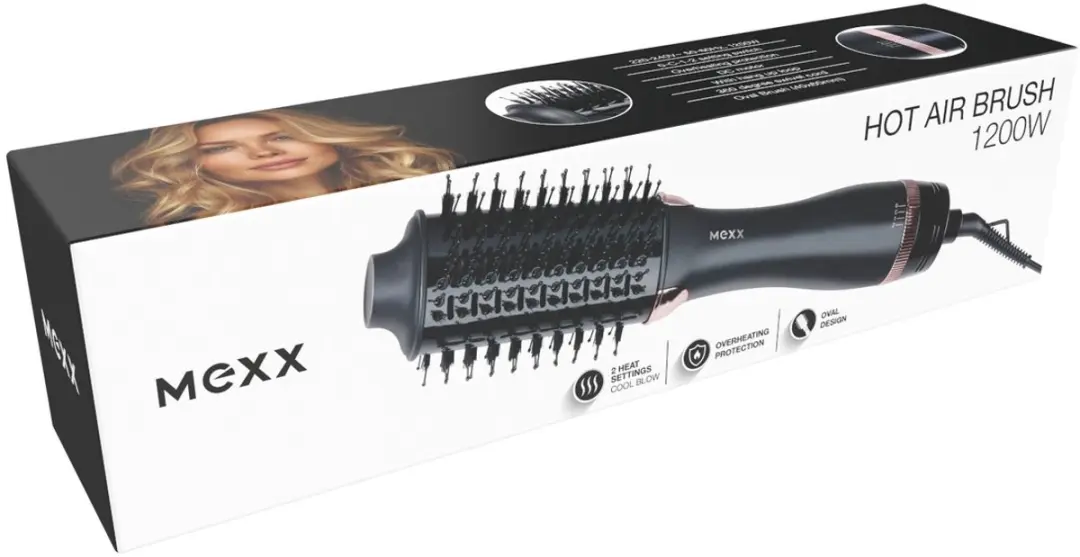Mexx Föhnborstel 1200W - Multistyler Ovale Borstel - Zwart