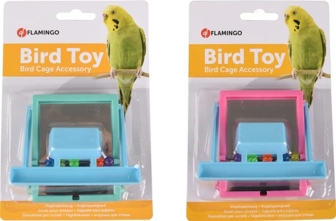 Flamingo Vogelspeelgoed Spiegel met Opstap Blauw - afbeelding 2 van 3
