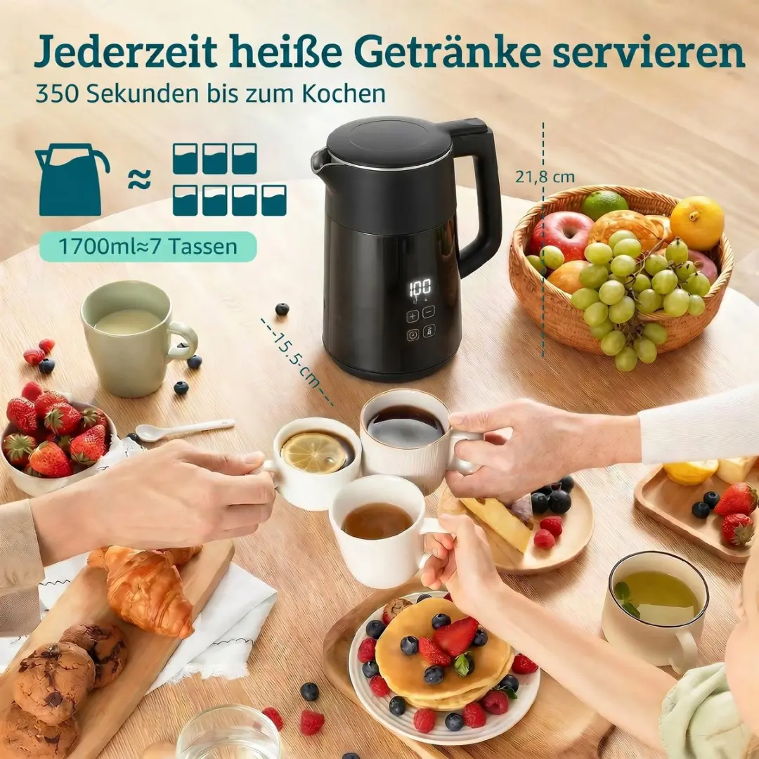 Homcom Waterkoker 1700ml 3000W - Zwart