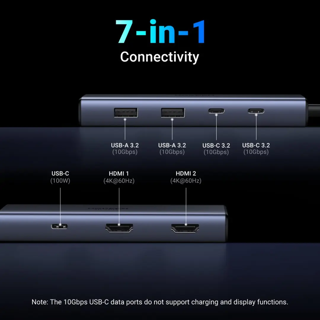 Ugreen 7-in-1 USB-C Hub CM498 - Grijs