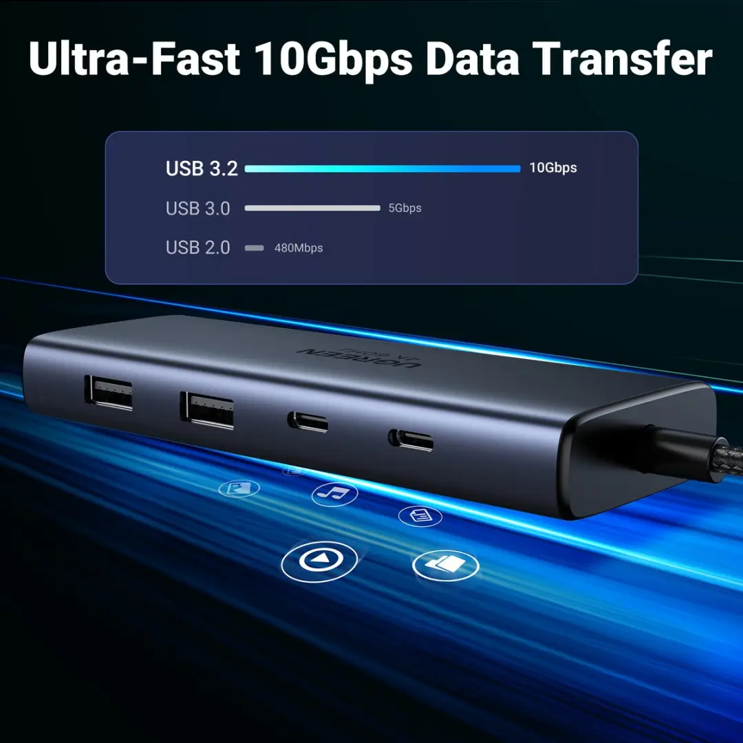 Ugreen 7-in-1 USB-C Hub CM498 - Grijs