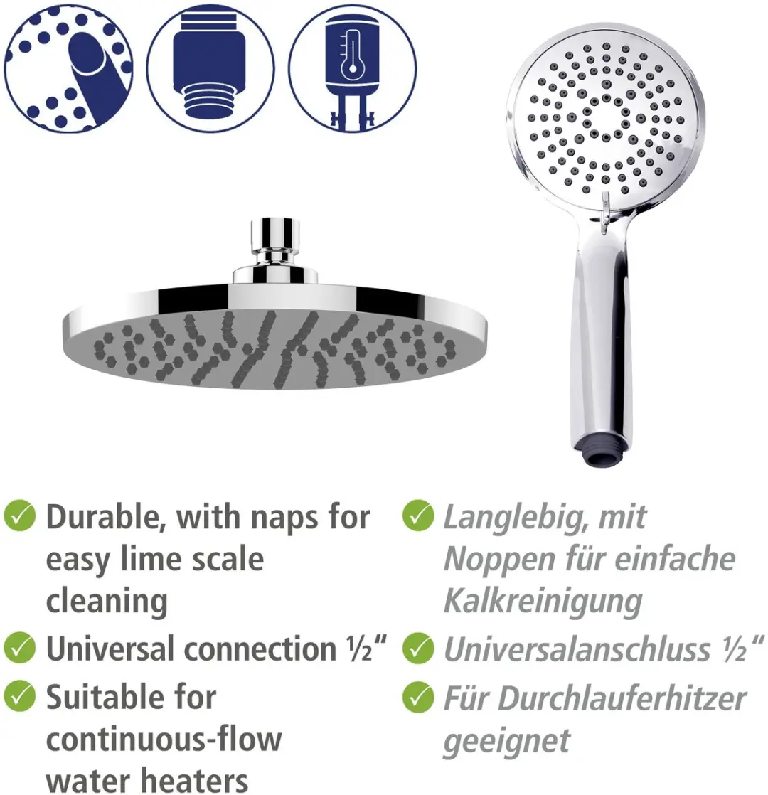 Wenko Young Eco Doucheset - Chroom - 5 standen - Ø20cm