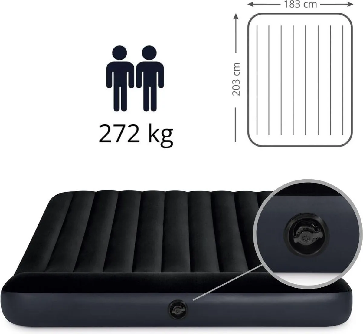 Intex Pillow Rest Luchtbed 2 Persoons Kingsize - 203x183x25cm Donkerblauw