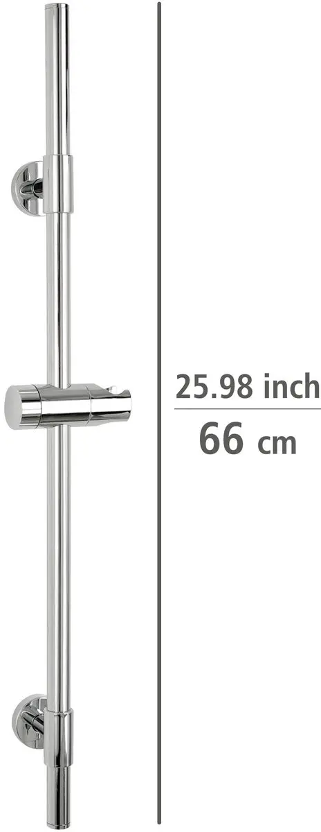 Wenko Douchestang Basic RVS 66cm - Chroom met kophouder en steunen
