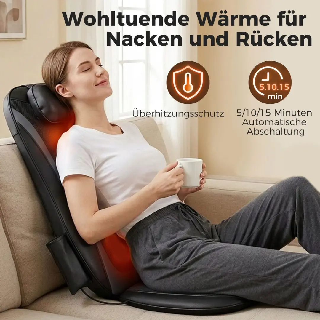 Homcom Neck Back Massager Leder - 105x45x10cm Zwart - afbeelding 6 van 6