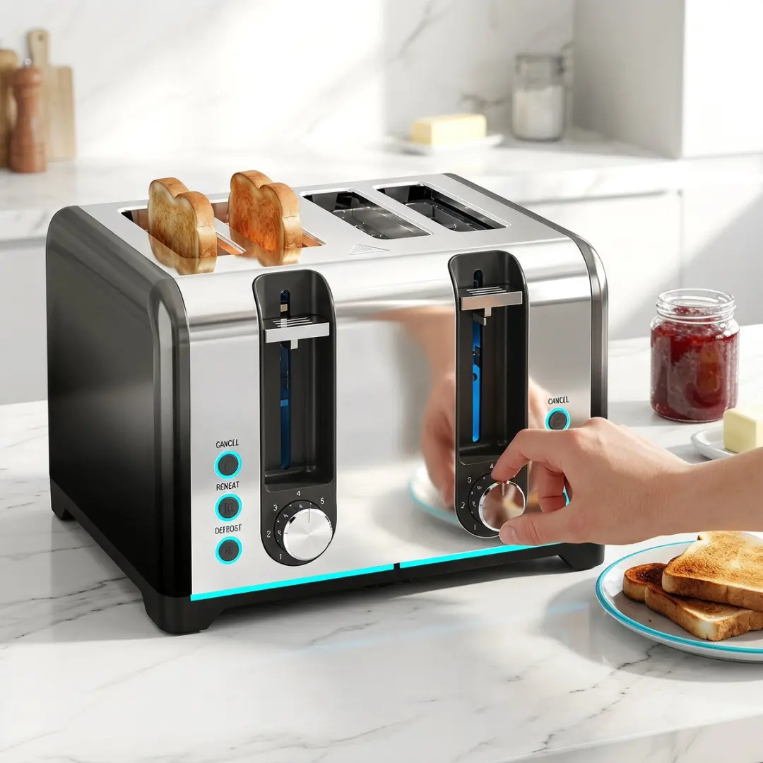 Homcom 4-sleuven Broodrooster 1860W - Zwart