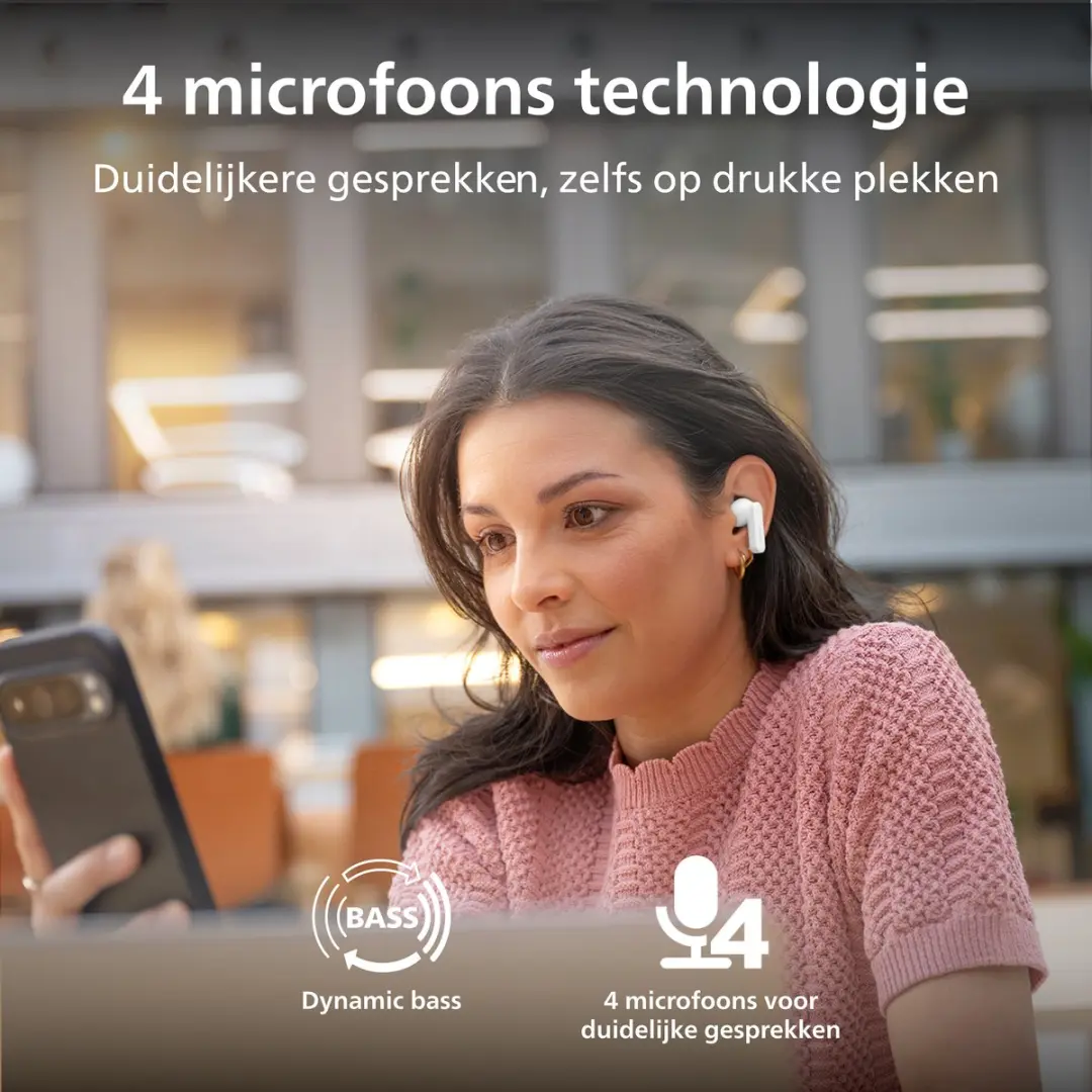 Philips TAT2100WT/00 True Wireless Oordopjes - 36 Uur - IPX4 - Wit