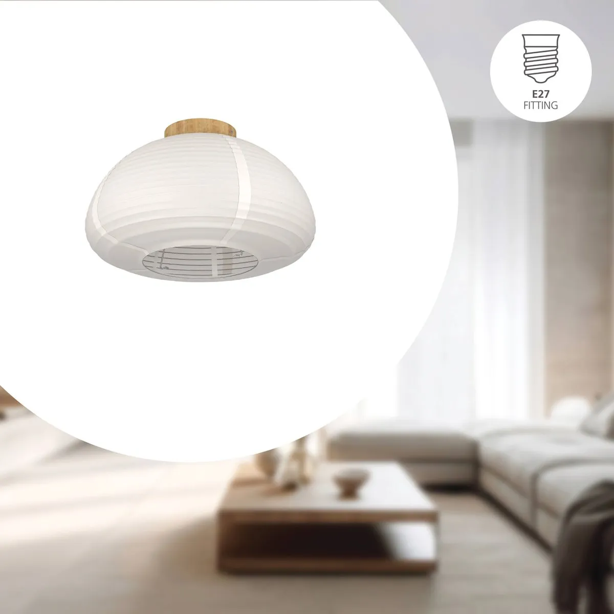 Eglo Summerhill Plafondlamp E27 - Ø40cm - Wit/Bruin