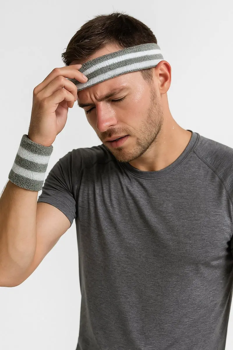 Zenner Zweetbandset Grijs-Wit - Hoofdband & Polsbanden
