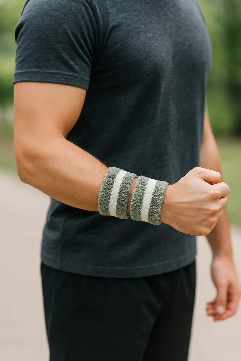 Zenner Zweetbandset Grijs-Wit - Hoofdband & Polsbanden
