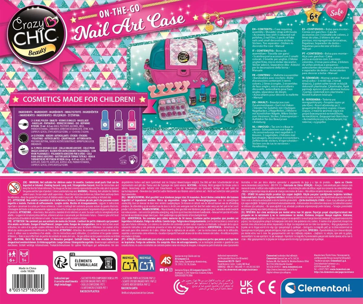 Clementoni Crazy Chic Nail Art Case - Nagellakset 27ml - Multikleur