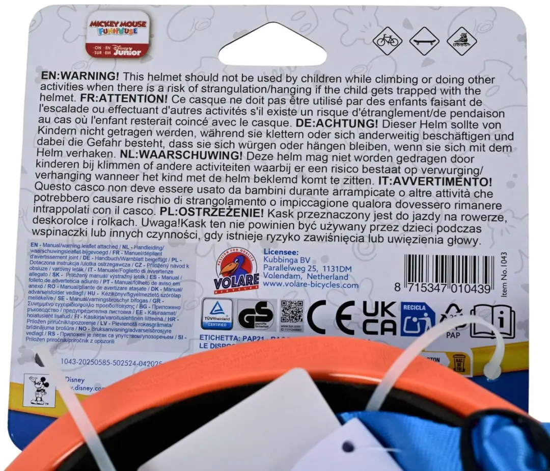 Volare Disney Mickey Fietshelm - Maat 0 - Blauw
