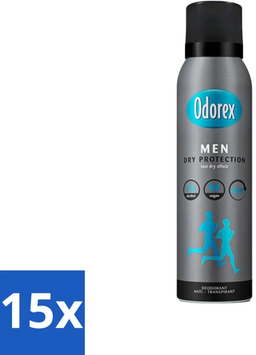 Odorex Men Deodorant Spray Dry Protection 150ml - 15 Stuks