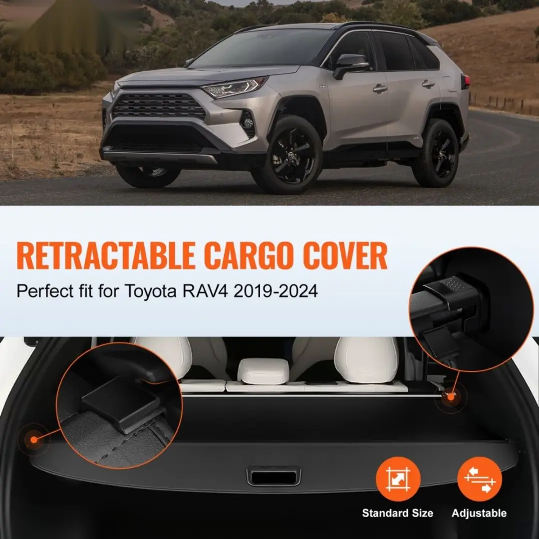Toyota RAV4 2019-2025 Kofferbakafdekking Rolhoes - Zwart