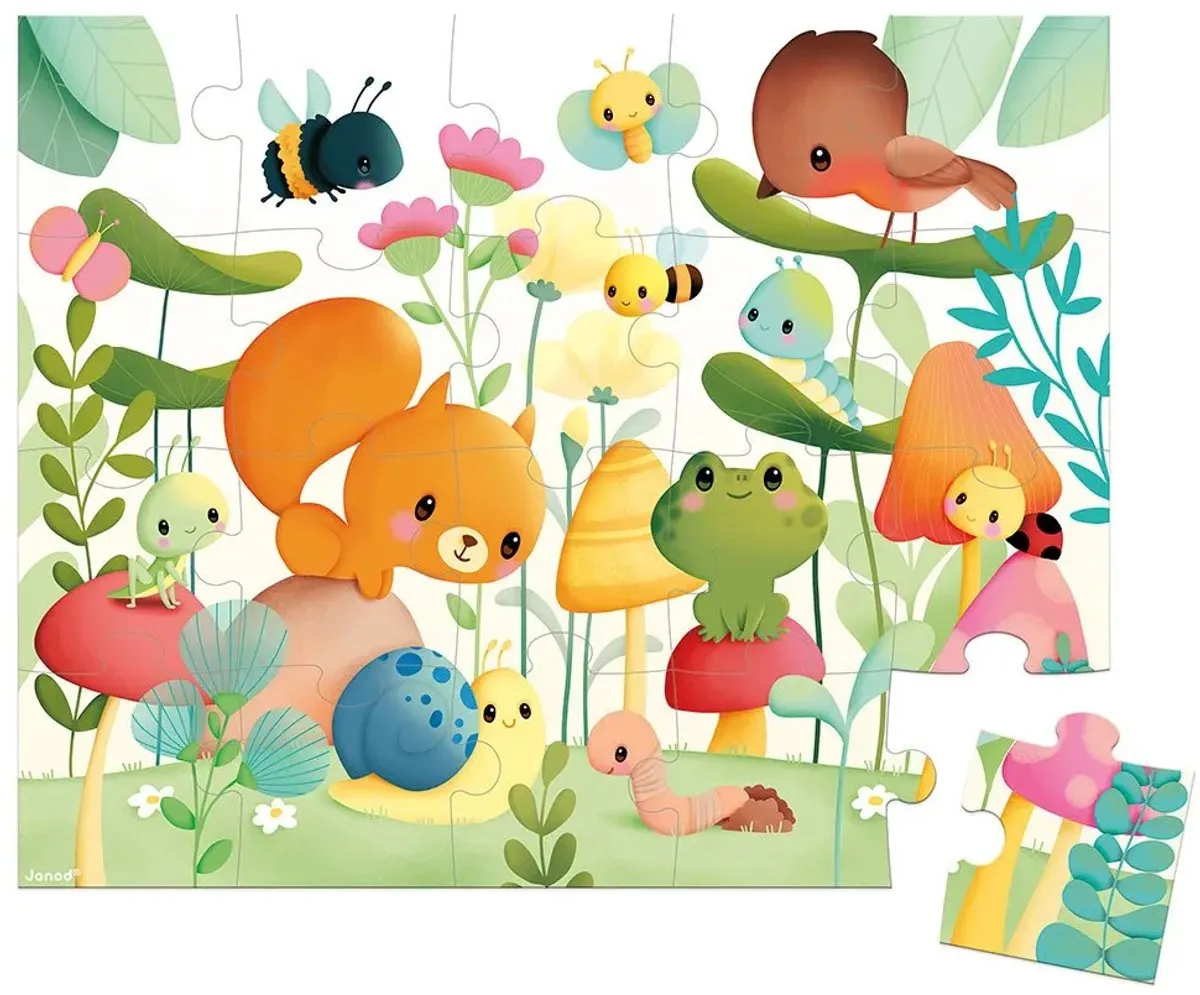 Janod Puzzel De Tuinvrienden - 20 Stukjes - Puzzelkoffer - afbeelding 6 van 6