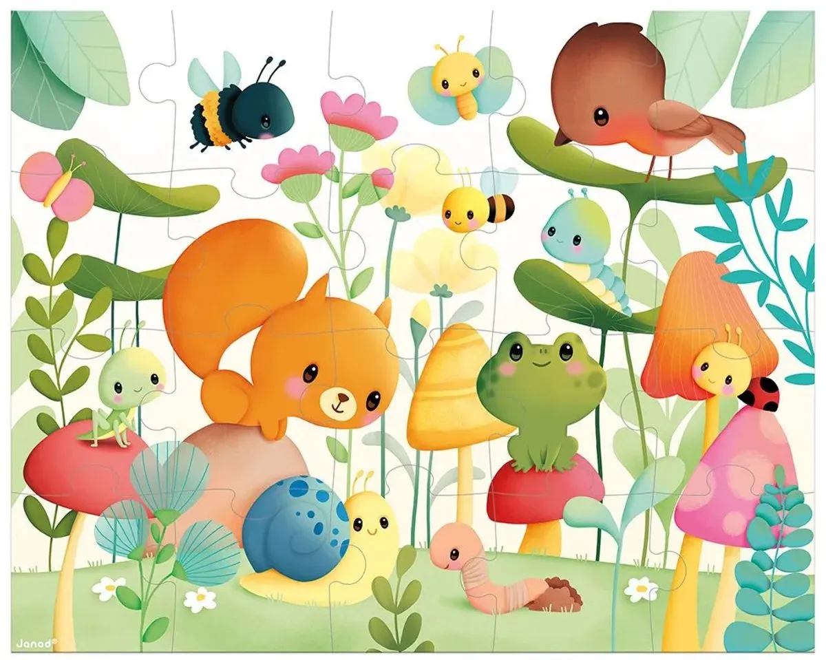 Janod Puzzel De Tuinvrienden - 20 Stukjes - Puzzelkoffer