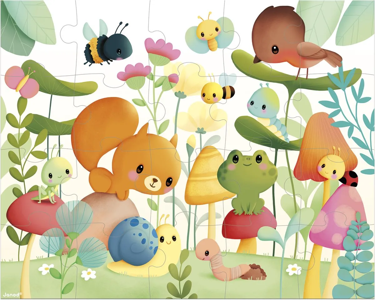 Janod Puzzel De Tuinvrienden - 20 Stukjes - Puzzelkoffer