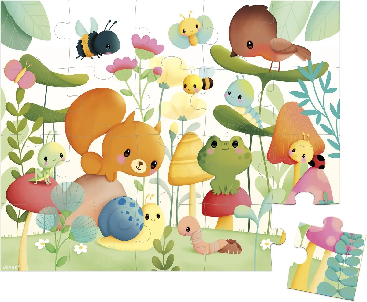 Janod Puzzel De Tuinvrienden - 20 Stukjes - Puzzelkoffer