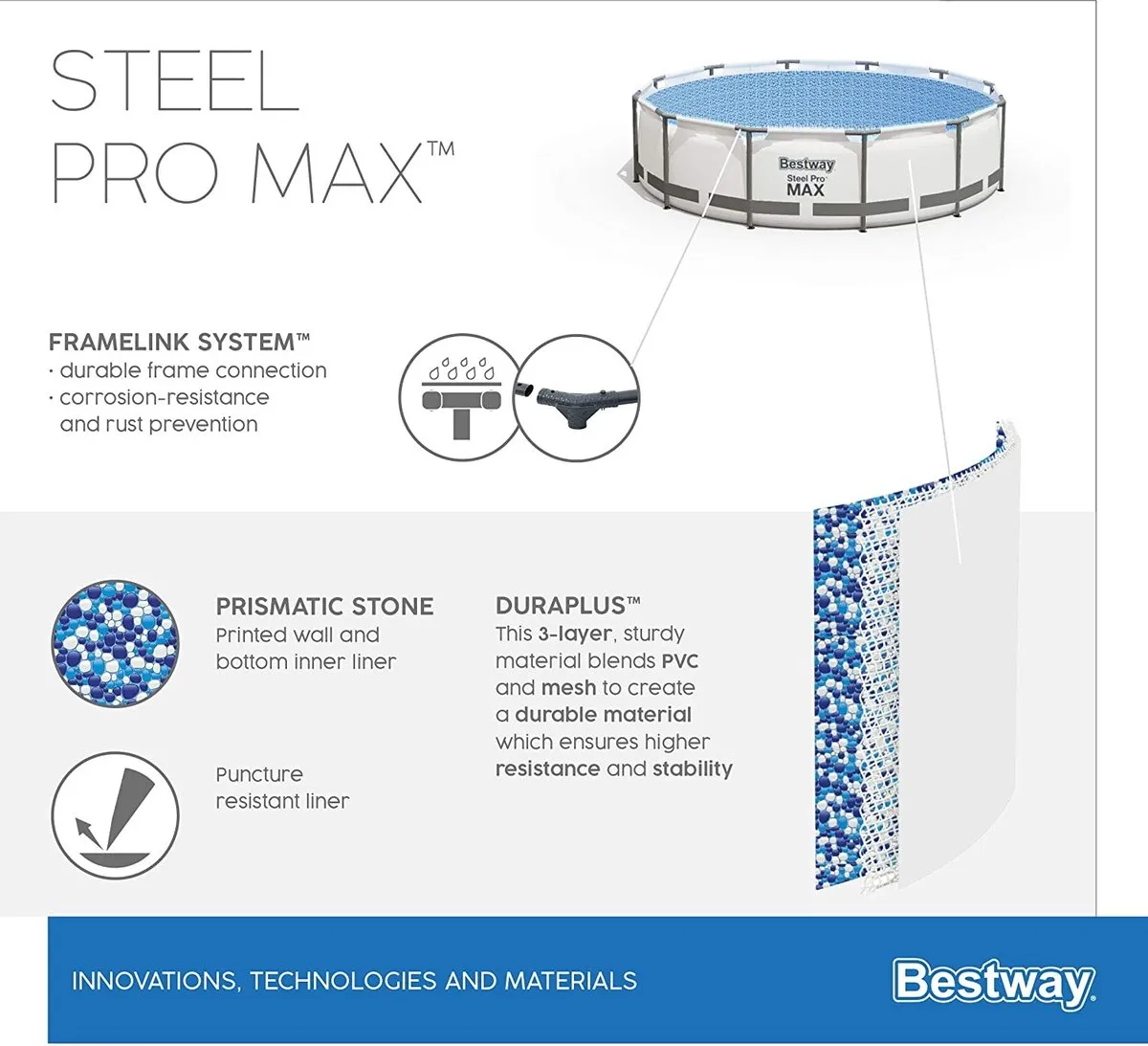 Bestway Steel Pro Max 549x122cm Zwembad - 23.062L - Grijs