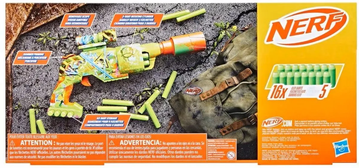 Nerf Zombie Driller Blaster F8960 - 16 Elite-darts - Groen