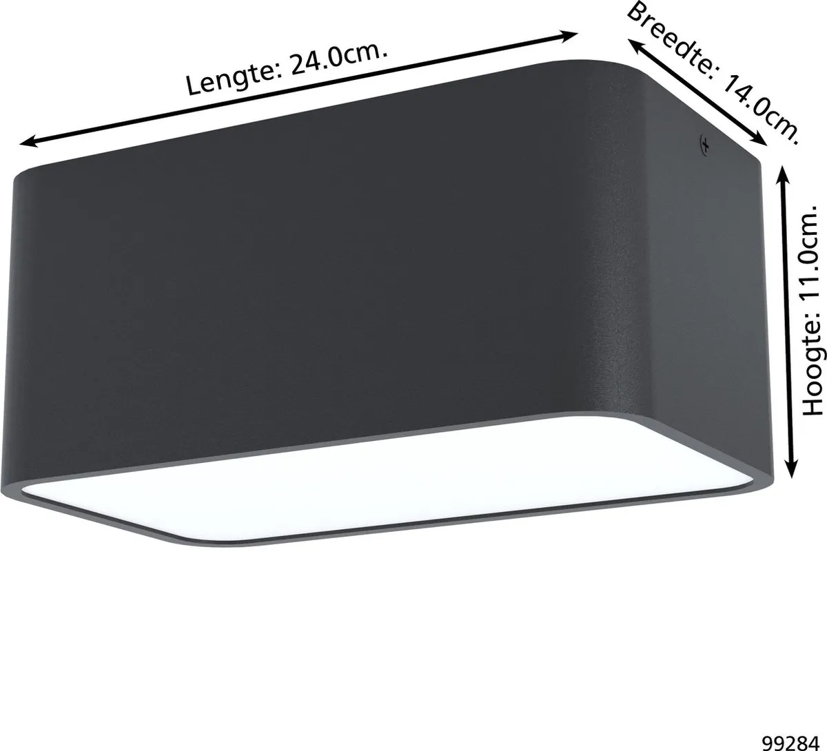 Eglo Grimasola Opbouwlamp E27 - 2 Stuks - 24cm - Zwart/Wit